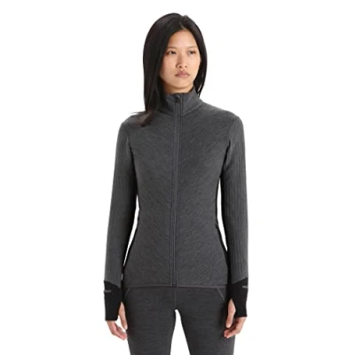 Imagen de Icebreaker Descender LS ZIP Sudadera con cremallera Jet HTHR/BLACK, Mujer, Talla: Medium, hthr/black