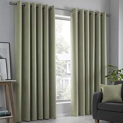 Imagen de Fusion Strata Par de Cortinas con Ojales, 117 x 137 cm, Color Verde