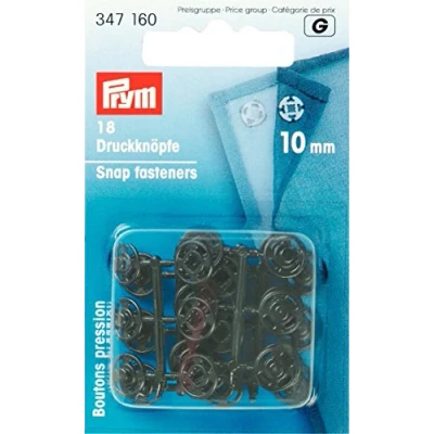 Imagen de Prym Botones A Presión, Plastic, Negro, 10 mm, schwarz, 18 Stück