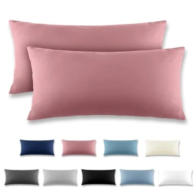 Imagen de REDKEY Funda Almohada Juego de 2 Fundas Almohadas 40x80 cm, con Cremallera Oculta, Transpirable Suave Antiarrugas Microfibra Rosa Loto