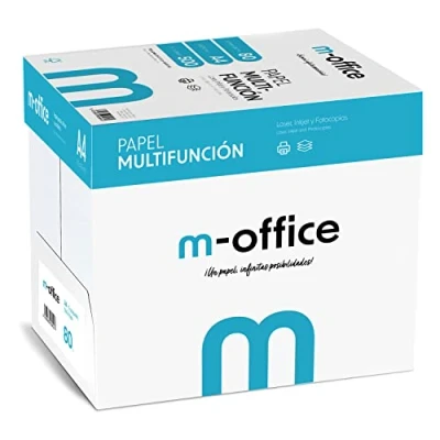 Imagen de Folios A4 80gr, Caja de 5 paquetes 500 hojas, Papel Multifunción para Impresora Inkjet y Láser, Hojas 210 x 297 mm Ideales la Oficina como el Hogar · m office (2500 hojas)