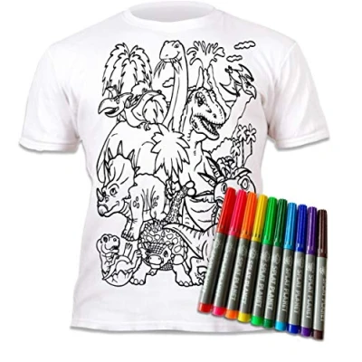 Imagen de Splat Planet Camiseta de Manga Corta, diseño Dinosaurio con 10 rotuladores mágicos no tóxicos (3 4 años)