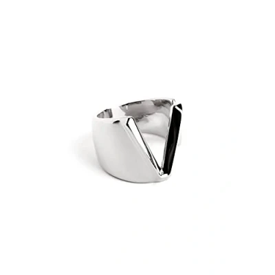 Imagen de SINGULARU Anillo Personalizado Letter Signet Macizo Ajustable Latón con Acabado Baño de Oro 18 Kt. Talla Unica Joyas para Mujer Hecho en España Letra V