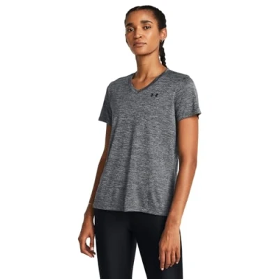 Imagen de Under Armour UA Tech SSV Twist camiseta de manga corta para mujer, deporte cómoda, color gris brezo/gris acero/negro