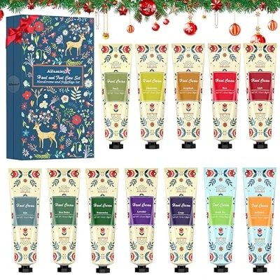 Imagen de Set de 12 PCS Crema Manos y Pies Regalo para Mujer Hidratante Reparadora con Fragancias Rápida Absorción Secas Navidad Acción Gracias