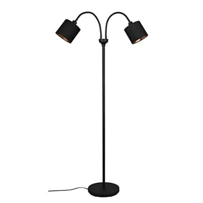 Imagen de Reality Leuchten Tommy R46332079 Lámpara de pie (metal negro mate, pantalla tela, 2 bombillas E14), color y dorado