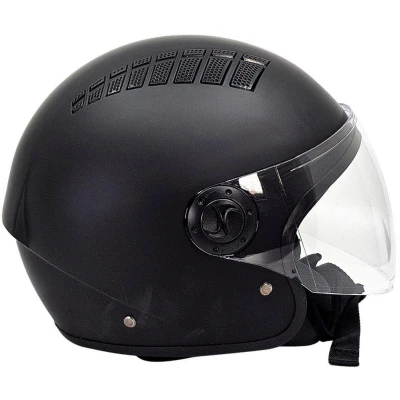 Imagen de BHR Casco Moto Demi Jet 834 Flow Scooter Verano Homologado ECE 22.06 con 16 Puntos de Ventilación Abierto Visera Anti Rayas y Desbloqueo Micrométrico Negro Mate, XS