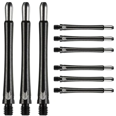 Imagen de Target Darts Grip Style Aluminium Shaft Pack of 9 Negro, Mediana (48.8mm) Accesorios Dardos Profesionales, Multipack de Flechas 2BA con Anillas, Flechas, Cañas