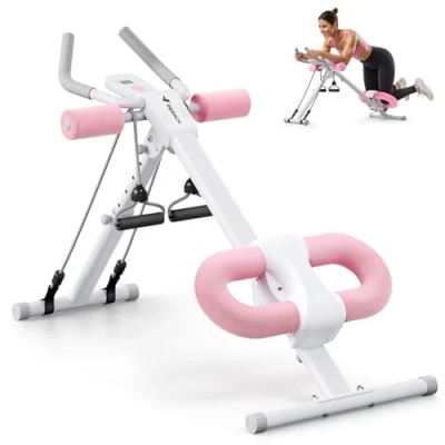 Imagen de MERACH entrenador de abdominales, músculos abdominales para el hogar, dispositivo entrenamiento multifuncional cuerpo completo, Rosa