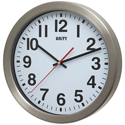 Imagen de Reloj de Pared Unity, Metal Plateado Peterhead, Barrido silencioso, 30 cm