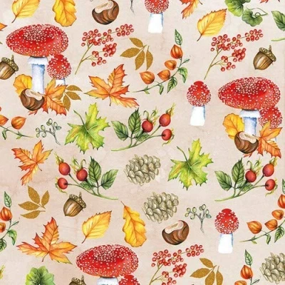 Imagen de 20 servilletas con diseño de setas otoño, 33 x cm