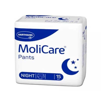 Imagen de MoliCare Pants Night Pantalones para incontinencia urinaria moderada, talla M (80 120), 15 unidades