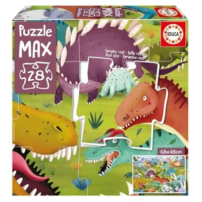 Imagen de Educa Puzzle MAX Infantil con una Impresionante Imagen de Dinosaurios. 28 Piezas Grandes, fáciles manipular y Encajar. Ideal para Montar en el Suelo. (19954)