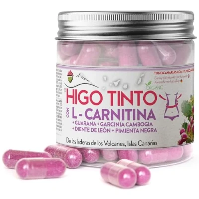 Imagen de HIGO TINTO de Tuno Canarias con L Carnitina. Potente Quemagrasas Mejora Energía, Resistencia y Rendimiento (90 Capsulas), Suplemento Origen Natural, Complemento ECO Vegano
