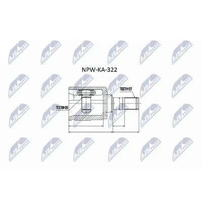 Imagen de NTY NPW KA 322 Junta Homocinética no para transmisión automática Eje delantero, izquierda, derecha, lado de engranaje