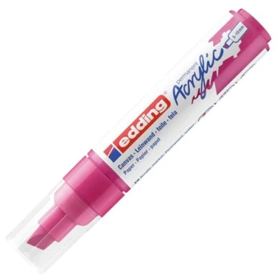 Imagen de edding 5000 marcador acrílico de trazo grueso magenta (rosa) 1 rotulador resistente al agua punta biselada ancha 5 10 mm pintura acrílica para lienzo, papel kraft, madera y piedra