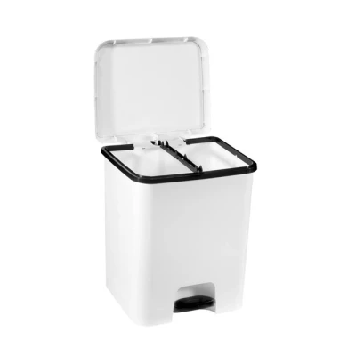 Imagen de COM FORT HOUSE Cubo de Basura Pedal Capacidad 52 litros Reciclaje con Separación Color Blanco Cocina DUO Limpieza Fácil