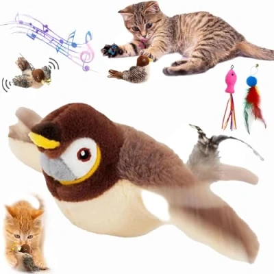 Imagen de Qosneoun Pajaro para Gatos, Flappy Chase, Volador Juguete Bird Cat Toy, Pájaro Tres Modos Gato (F)