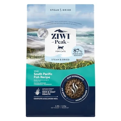 Imagen de ZIWI Peak Steam &amp; Dried Wild South Pacific Fish 2.2 kg alimento seco natural para gatos con alto contenido de proteínas, alternativa cruda y sin granos, completo