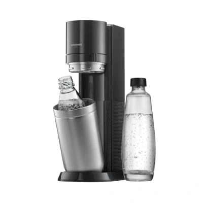 Imagen de SodaStream Aireador de agua DUO sin cilindro CO2, 1 botella cristal l y plástico apta para lavavajillas l, altura: 44 cm, color: titanio, 19,1 x 36,6 44,5