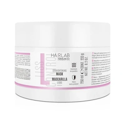 Imagen de SALERM Mascarilla Alisadora Pelo Lisos Hair Lab 250 ml Alisado Perfecto para Cabello Rebelde Queratina Hidrolizada y Aceite de Coco Protector Calor el Anti Frizz