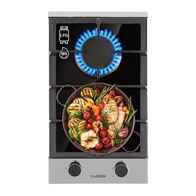 Imagen de Klarstein Encimera Cocina de Gas Portatil 2 Quemadores, Placa 4.2KW para Cocina, Cocinas con Quemador Wok Acero Inoxidable, Fuegos Quemadores Camping