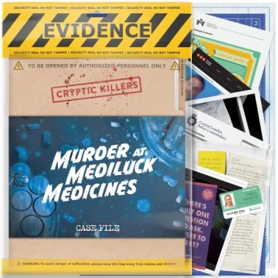 Imagen de Cryptic Killers Juego de misterio asesinato sin resolver, citas nocturnas y juegos fiesta,Asesinato en MediLuck Medicines