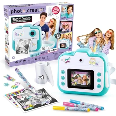Imagen de Canal Toys Creator Junior CLK 011 Cámara de Impresión Instantánea, Tema Espacio, con 4 Rollos Papel y rotuladores