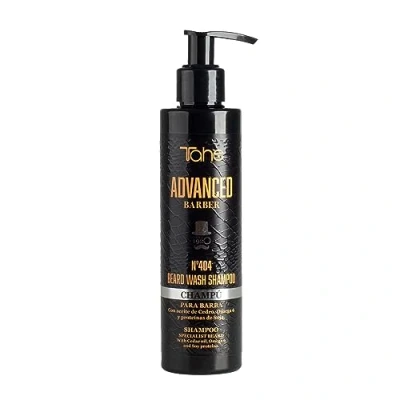 Imagen de Tahe Advanced Barber Champú para barba Nº 404 Beard Wash sin sulfatos y con Aceite de Cedro, Omega 6 Proteínas Soja, 200 ml