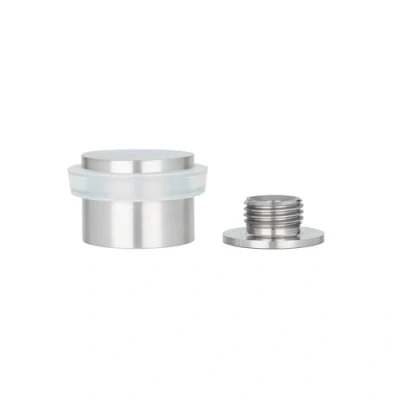 Imagen de EVI Herrajes Tope de Puerta Adhesivo o con Tornillo 28 x 21 mm Goma Blanca Acero Inoxidable Incluye Base Roscada Adhesiva + Taco Sujeción Mod. I 199 BDUAL