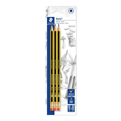 Imagen de Staedtler Noris 122 2BK3DA. Lápices con goma. Blíster 3 unidades.