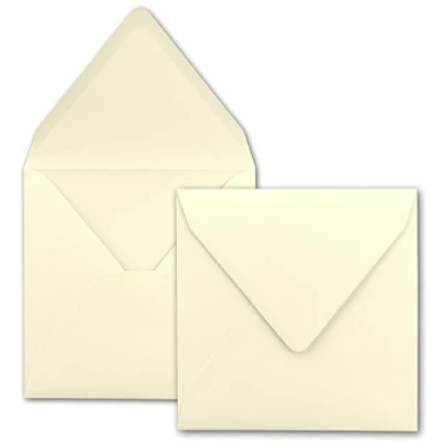 Imagen de FarbenFroh Sobres cuadrados (50 unidades, 15,5 x cm, sin ventana, con adhesivo húmedo, para tarjetas de invitación boda, cumpleaños y más), color vainilla (crema)