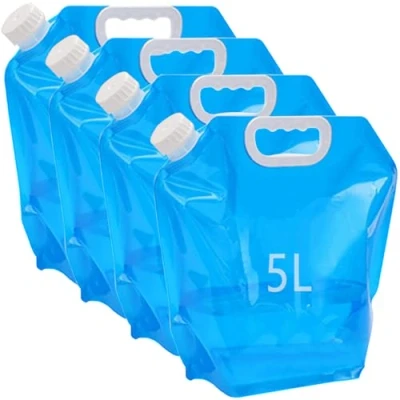 Imagen de Kamiya bidón de agua plegable 5 litros con tapa densa, flexible, litros, plegable, sin BPA, para camping al aire libre (4 x L)