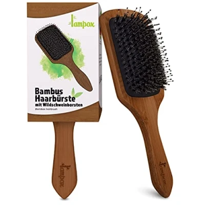 Imagen de lampox Cepillo para el pelo con cerdas de jabalí madera bambú
