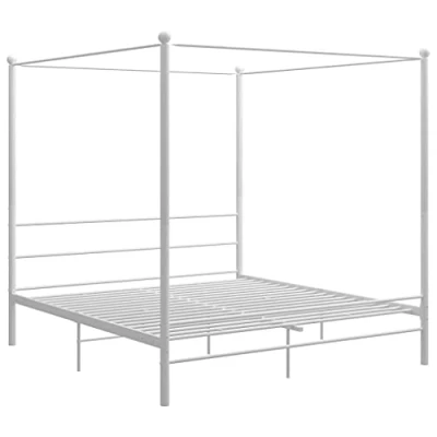 Imagen de vidaXL Estructura de Cama con Dosel Dormitorio Casa Robusta Duradera Mobiliario Cómodo Moderna Doble Matrimonial para Adultos Metal Blanco 180x200 cm