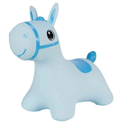 Imagen de Hoppimals Tootiny, Juguete Hinchable para Saltar y Jugar Niños Mayores de 1 año, Caballo Azul, Bomba Incluida en Nuestra Caja Regalo. Duradero Incentivar Ayudar a Andar.