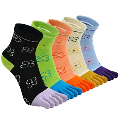 Imagen de PUTUO Calcetines de Dedos Mujer Cinco Deporte, del Dedo Pie, Algodón, suave y transpirable, 5 pares