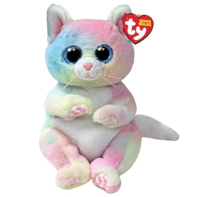 Imagen de Ty Beanie Bellies Jenny el Gatito Multicolor con los Ojos Azules Brillantes, Animales de Peluche Vientre Suave Originales 20 cm T41291
