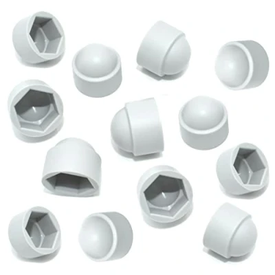 Imagen de TERF® M8 tapa de plástico blanca hexagonal para tuerca (llave 13 mm), protectora tuercas y pernos hexagonales, paquete 20