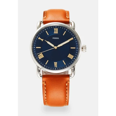 Imagen de Fossil Reloj para hombre Copeland 42mm, movimiento de cuarzo, caja 42mm acero inoxidable plateado con correa piel, FS5661