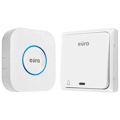 Imagen de EURA WDP 82H2 Tech Chill out Timbre inalámbrico sin batería para Exteriores (Resistente al Agua, Alcance de 100 m, 58 Tonos, 4 Niveles Volumen), Blanco, Soltero
