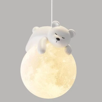 Imagen de Lámpara colgante de oso lindo con impresión 3D Globo luna araña conejo durmiente dibujos animados planeta para niños Habitación