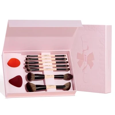 Imagen de Jessup brochas de maquillaje Facial con Esponja Maquillaje,7pcs Doble Punta para Base,Contorno,Rubor, Iluminador y Corrector,set caja regalo, T506