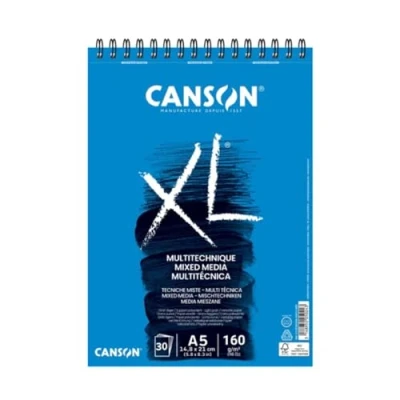 Imagen de Canson XL Mix Media Texturado Álbum Espiral Microperforado A5 30 hojas 160g, Blanco, C31078A035