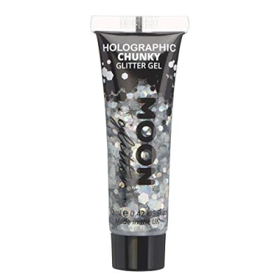 Imagen de Gel Brillante grueso Holográfico para la Cara y el Cuerpo por Moon Glitter 12ml Plateado Pintura Facial