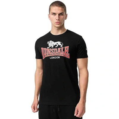 Imagen de Lonsdale Normale Passform Cromane Camiseta estampada, Hombre, Talla: Medium, Black red grey
