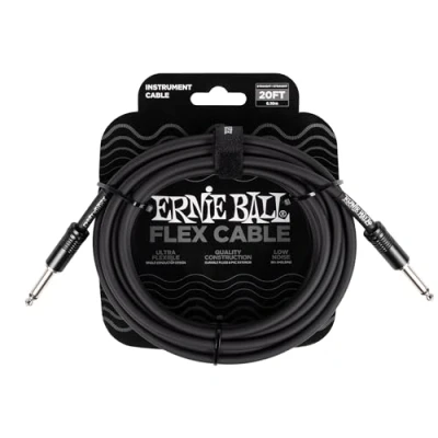 Imagen de Ernie Ball Flex Cable para instrumentos, recto/recto, 6.1m negro