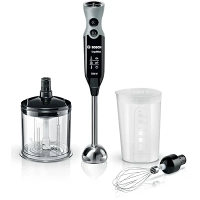 Imagen de Batidora de mano Bosch ErgoMixx MSM67160, 750W, 12 Velocidades + Turbo, Accesorios, Negro