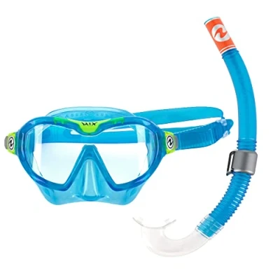 Imagen de AQUALUNG Combo Mix Buceo, Máscara y Tubo para Niños Niñas a partir de 4 Años, Protección UV, Sellado Silicona, Lentes Antivaho Antifugas, Senderismo Acuático, Snorkeling, Gafas Natación
