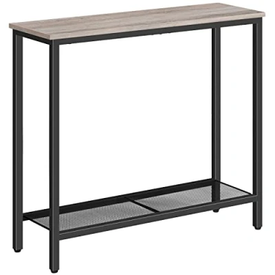 Imagen de HOOBRO Mesa de Entrada, 75 cm Consola Sofá Estrecha, Pequeña Expositora, Sala Estar, Dormitorio, Vestíbulo, Greige y Negro EBG74XG01